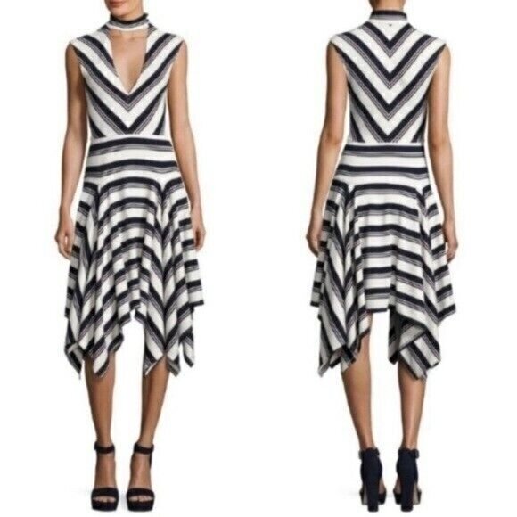 Derek Lam Striped Fit & Flare Dress - Picture 1 of 14